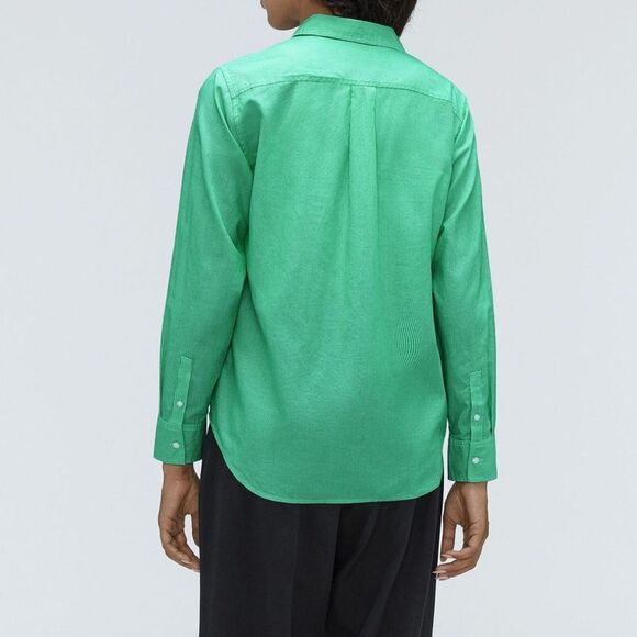 Everlane Relaxed Striped Button Down Shirt 0‎ Green Cotton Classic Normcore Boxy - Picture 3 of 8